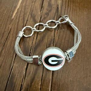 University of Georgia Silver-Tone G Logo Bracelet